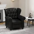 Black Adjustable Tufted Recliner Arm Chair with Sturdy Wooden Legs
