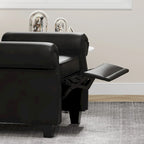 Black Adjustable Tufted Recliner Arm Chair with Sturdy Wooden Legs