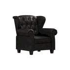 Black Adjustable Tufted Recliner Arm Chair with Sturdy Wooden Legs
