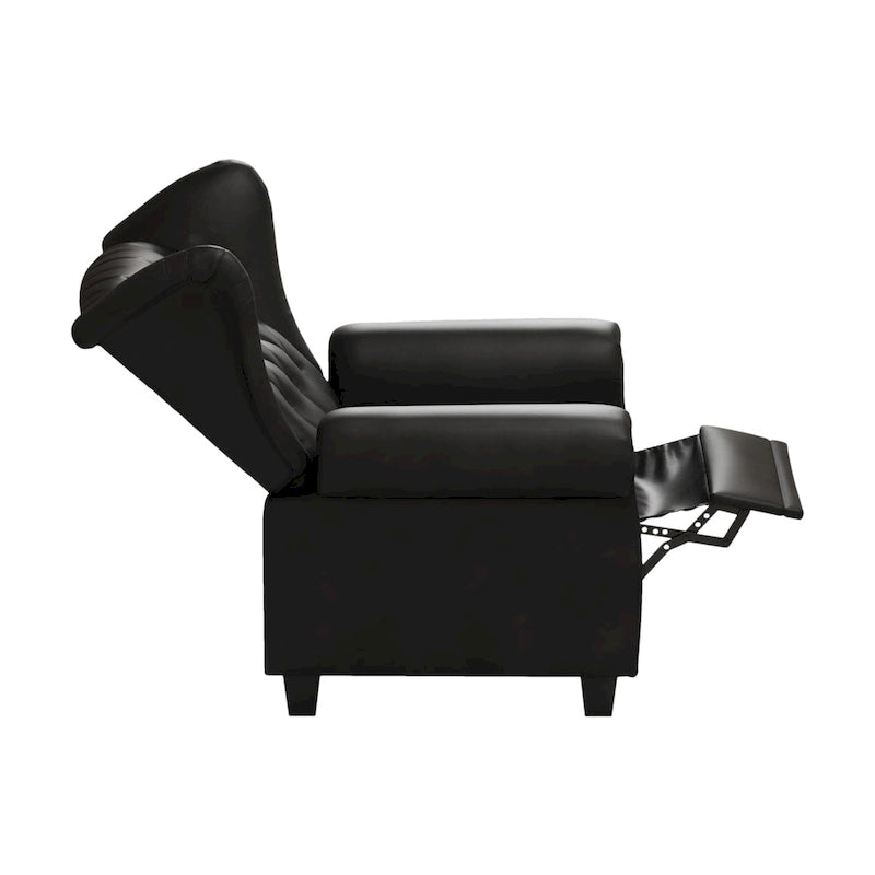 Black Adjustable Tufted Recliner Arm Chair with Sturdy Wooden Legs