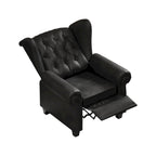 Black Adjustable Tufted Recliner Arm Chair with Sturdy Wooden Legs