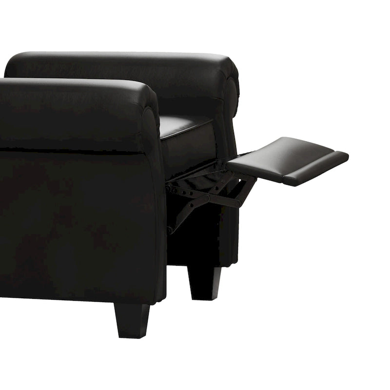 Black Adjustable Tufted Recliner Arm Chair with Sturdy Wooden Legs