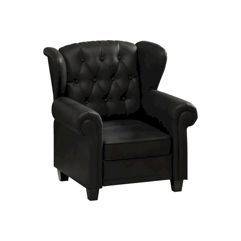 Black Adjustable Tufted Recliner Arm Chair with Sturdy Wooden Legs