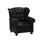 Black Adjustable Tufted Recliner Arm Chair with Sturdy Wooden Legs