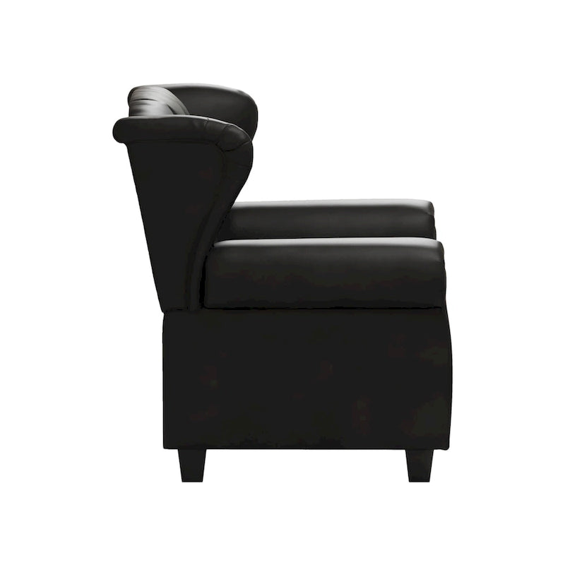 Black Adjustable Tufted Recliner Arm Chair with Sturdy Wooden Legs