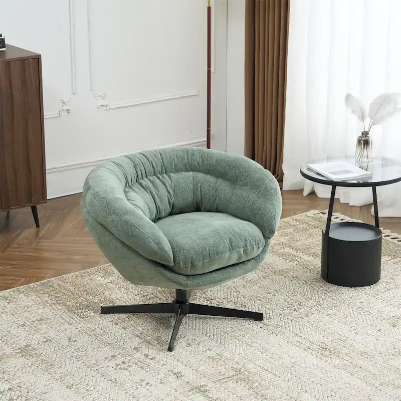 Chenille Upholstered Swivel Club Chair