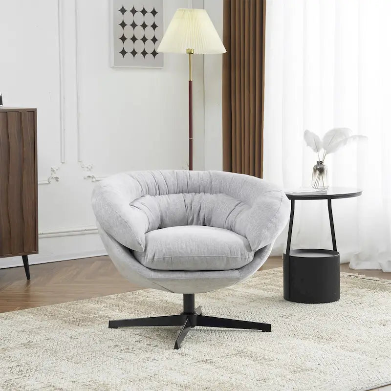 Chenille Upholstered Swivel Club Chair