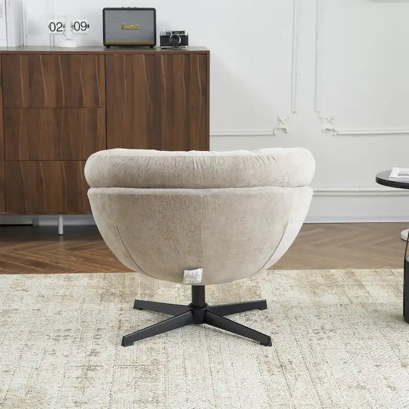 Chenille Upholstered Swivel Club Chair