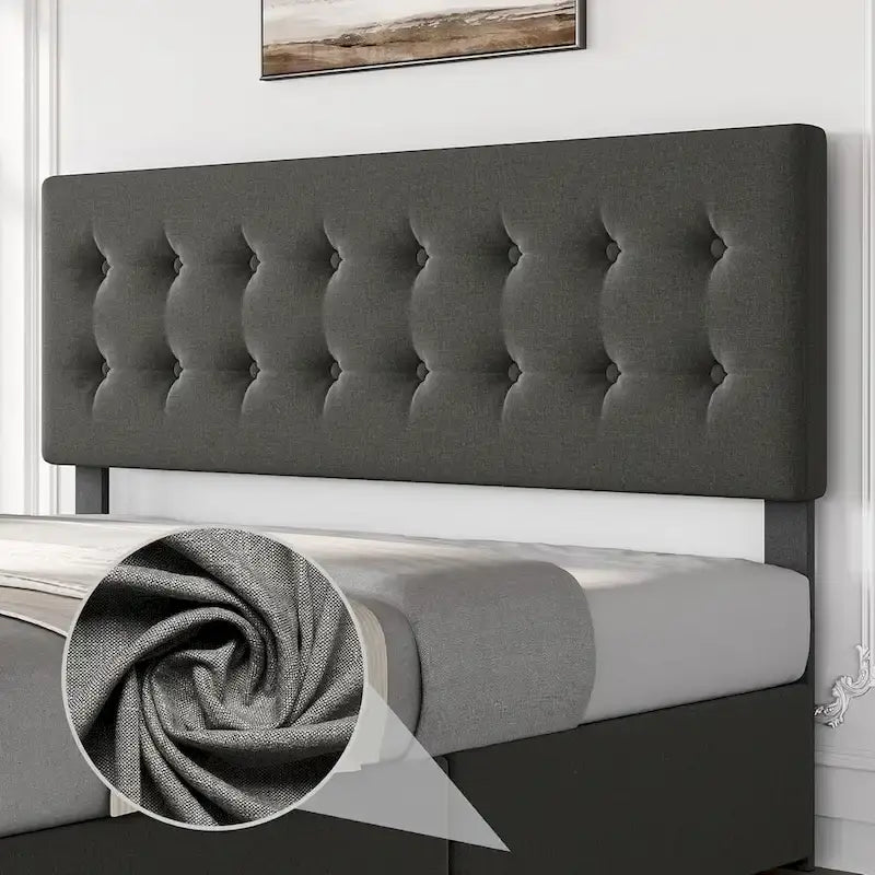 Bed Frame with Adjustable Headboard and 4 Storage Drawers