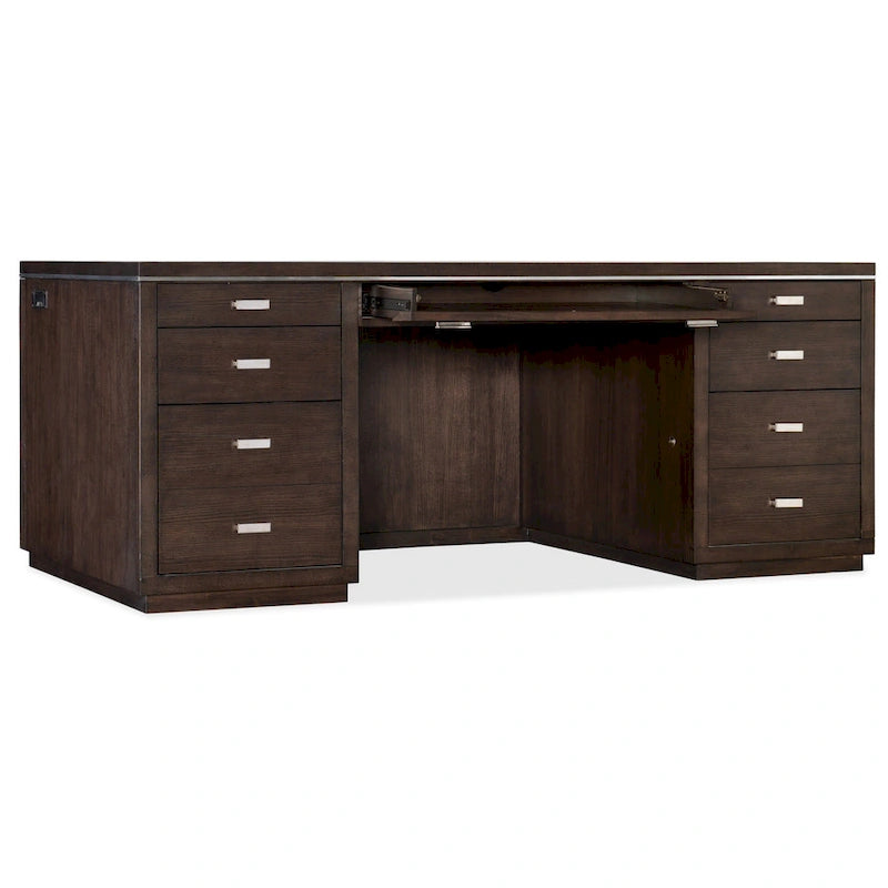 72-Inch Wide Contemporary Industrial Executive Desk with Seven Drawers