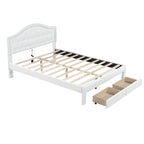 Cama Estofada com Plataforma, Cabeceira LED e Duas Gavetas de Armazenamento