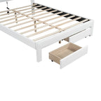 Cama Estofada com Plataforma, Cabeceira LED e Duas Gavetas de Armazenamento