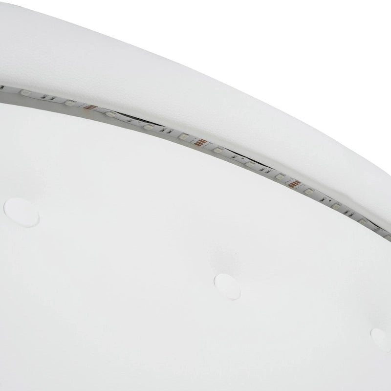 Cama Estofada com Plataforma, Cabeceira LED e Duas Gavetas de Armazenamento