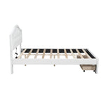 Cama Estofada com Plataforma, Cabeceira LED e Duas Gavetas de Armazenamento