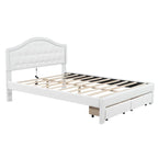 Cama Estofada com Plataforma, Cabeceira LED e Duas Gavetas de Armazenamento