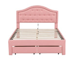 Cama Estofada com Plataforma, Cabeceira LED e Duas Gavetas de Armazenamento