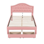 Cama Estofada com Plataforma, Cabeceira LED e Duas Gavetas de Armazenamento