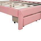 Cama Estofada com Plataforma, Cabeceira LED e Duas Gavetas de Armazenamento