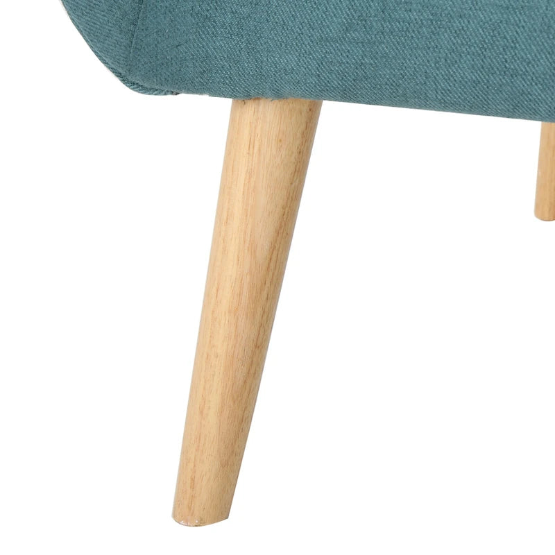 Cadeira de Abas Alta com Botões Estilo Mid-Century Moderno Pernas em Madeira de Seringueira