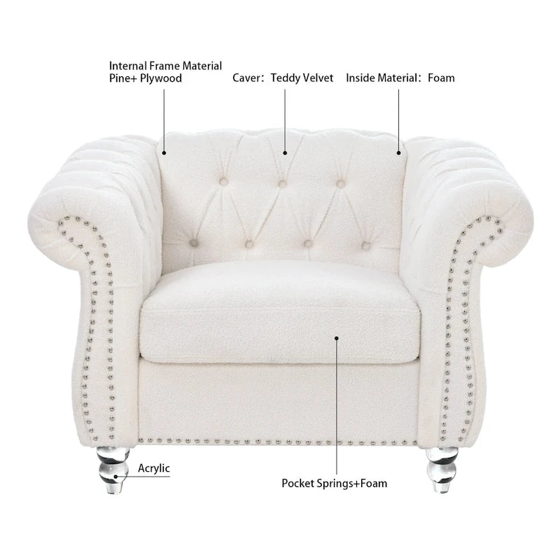 Classic Design Comfortable 1 Seater Sofa Accent Chair For Living Room