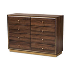 Cómoda de Madeira com Base de Metal e 8 Gavetas para Quarto