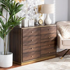 Cómoda de Madeira com Base de Metal e 8 Gavetas para Quarto