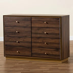 Cómoda de Madeira com Base de Metal e 8 Gavetas para Quarto