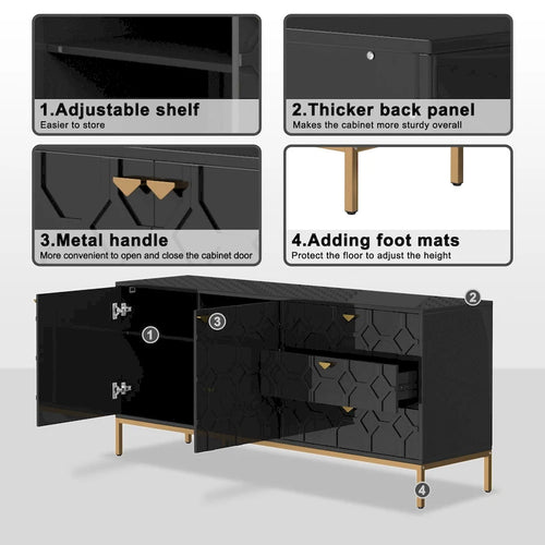 Clihome 2-Door Accent Cabinet with 3 Drawer Dressers