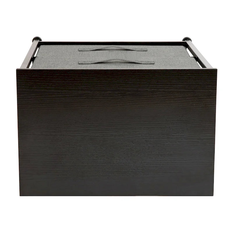 2 Drawer Storage Stand with Wood Top & Dark Fabric Pull Drawers