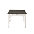 Mesa de Jantar Extensível de Quinta Bicolor de 80 Polegadas, Branco Suave e Carvalho Escuro