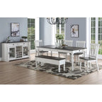 Mesa de Jantar Extensível de Quinta Bicolor de 80 Polegadas, Branco Suave e Carvalho Escuro