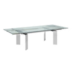 Chrome and Glass Extendable Rectangular Dining Table Modern Style