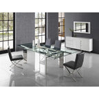 Chrome and Glass Extendable Rectangular Dining Table Modern Style