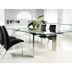 Chrome and Glass Extendable Rectangular Dining Table Modern Style