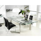 Chrome and Glass Extendable Rectangular Dining Table Modern Style