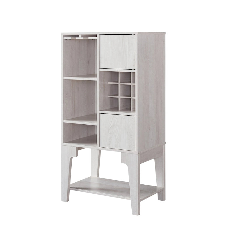 Contemporary 4-Shelf Buffet Cabinet with Wine Rack and Storage