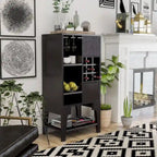 Contemporary 4-Shelf Buffet Cabinet with Wine Rack and Storage