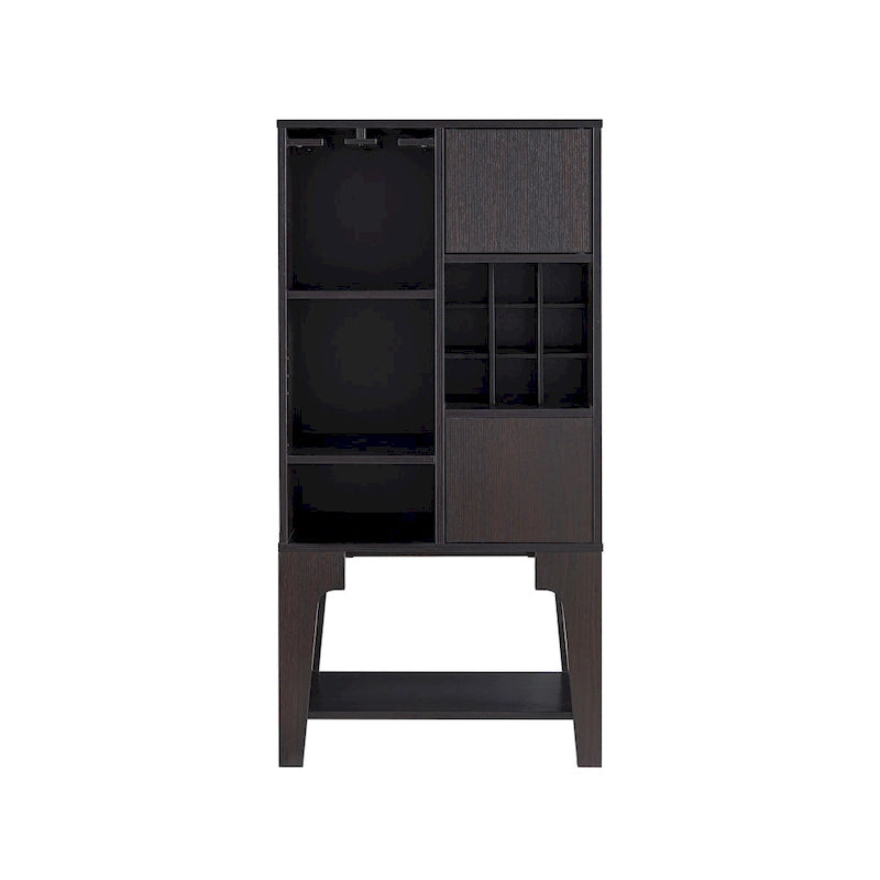 Contemporary 4-Shelf Buffet Cabinet with Wine Rack and Storage