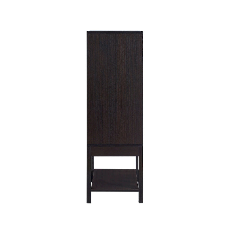 Contemporary 4-Shelf Buffet Cabinet with Wine Rack and Storage