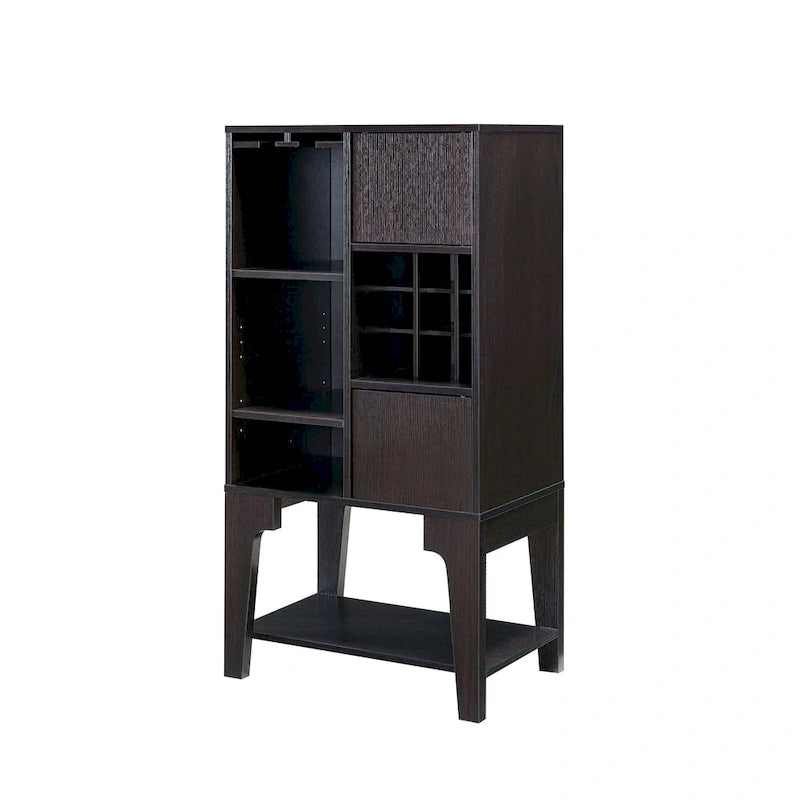 Contemporary 4-Shelf Buffet Cabinet with Wine Rack and Storage
