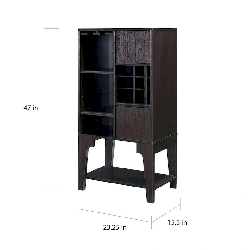 Contemporary 4-Shelf Buffet Cabinet with Wine Rack and Storage