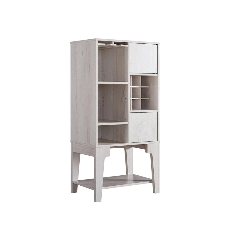 Contemporary 4-Shelf Buffet Cabinet with Wine Rack and Storage