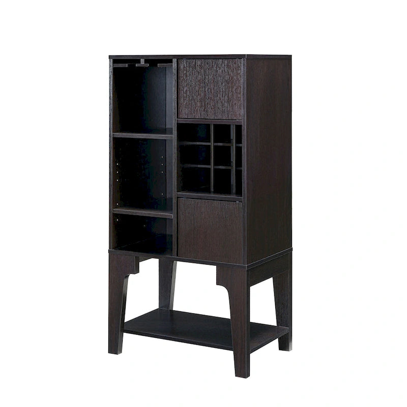 Contemporary 4-Shelf Buffet Cabinet with Wine Rack and Storage