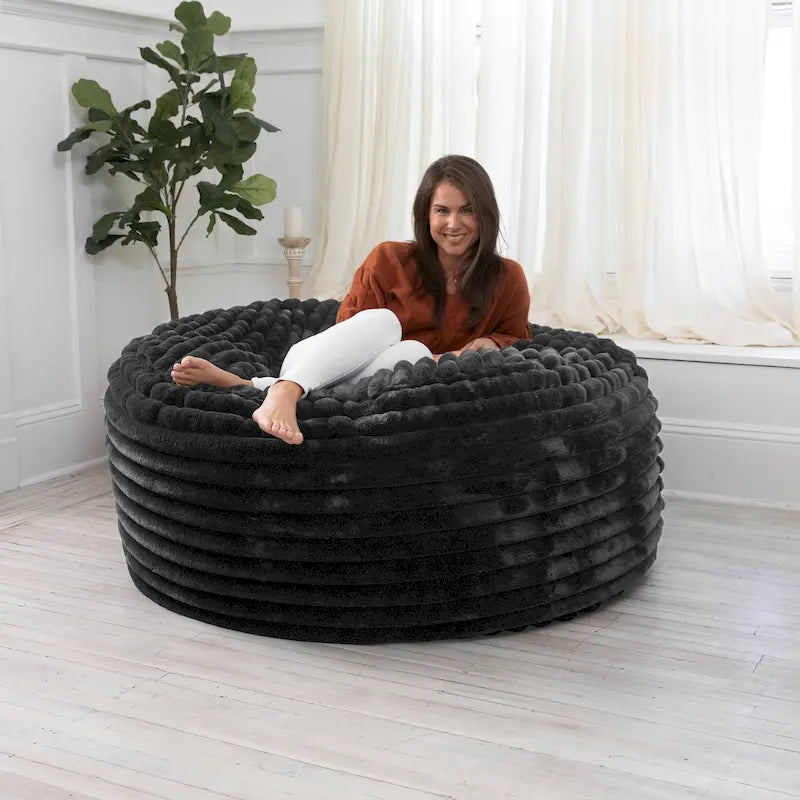 5-Foot Large Faux Fur Bean Bag Chair with Removable Washable Cover