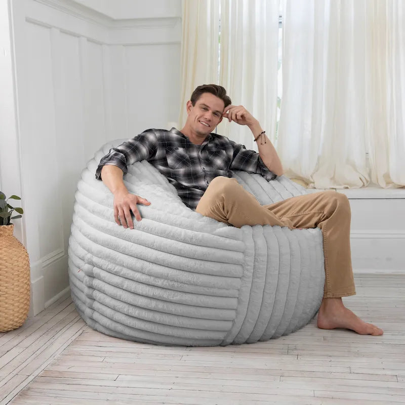 5-Foot Large Faux Fur Bean Bag Chair with Removable Washable Cover