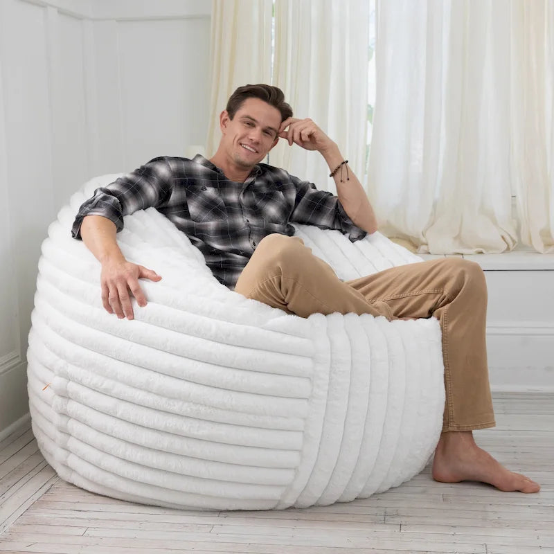5-Foot Large Faux Fur Bean Bag Chair with Removable Washable Cover