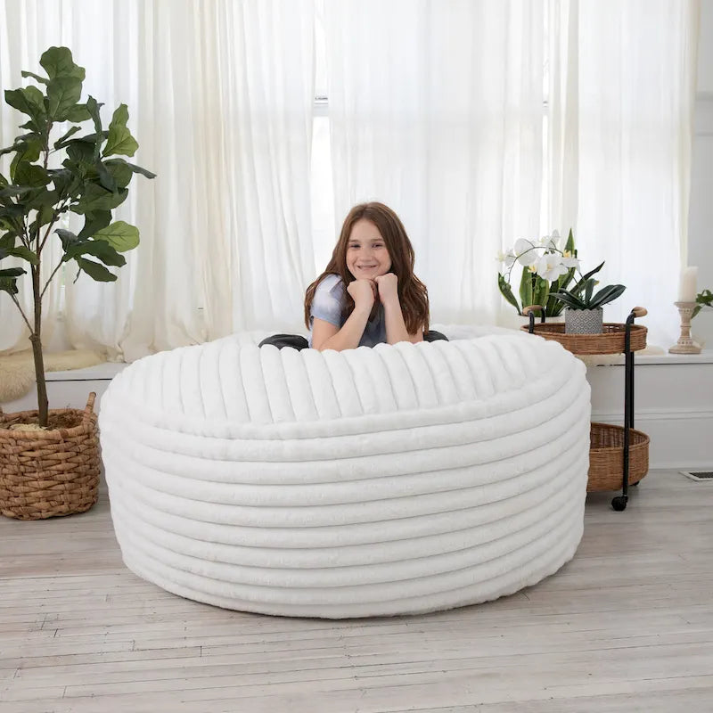 5-Foot Large Faux Fur Bean Bag Chair with Removable Washable Cover
