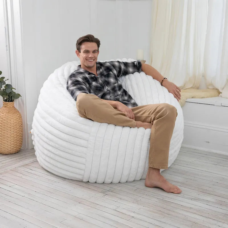 5-Foot Large Faux Fur Bean Bag Chair with Removable Washable Cover