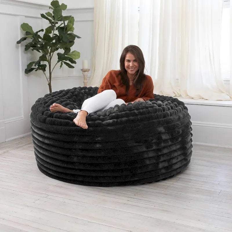 5-Foot Large Faux Fur Bean Bag Chair with Removable Washable Cover