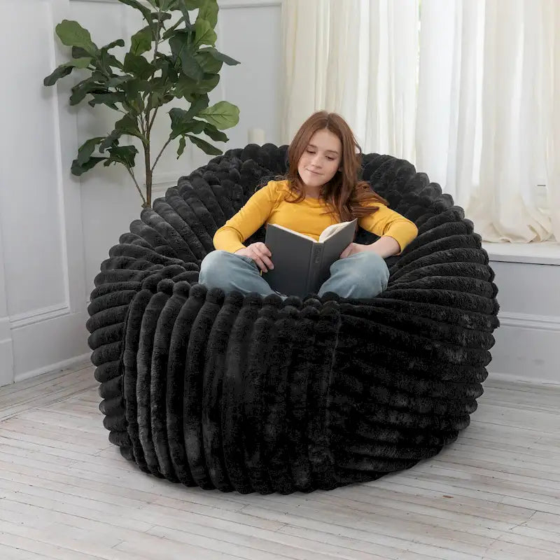 5-Foot Large Faux Fur Bean Bag Chair with Removable Washable Cover